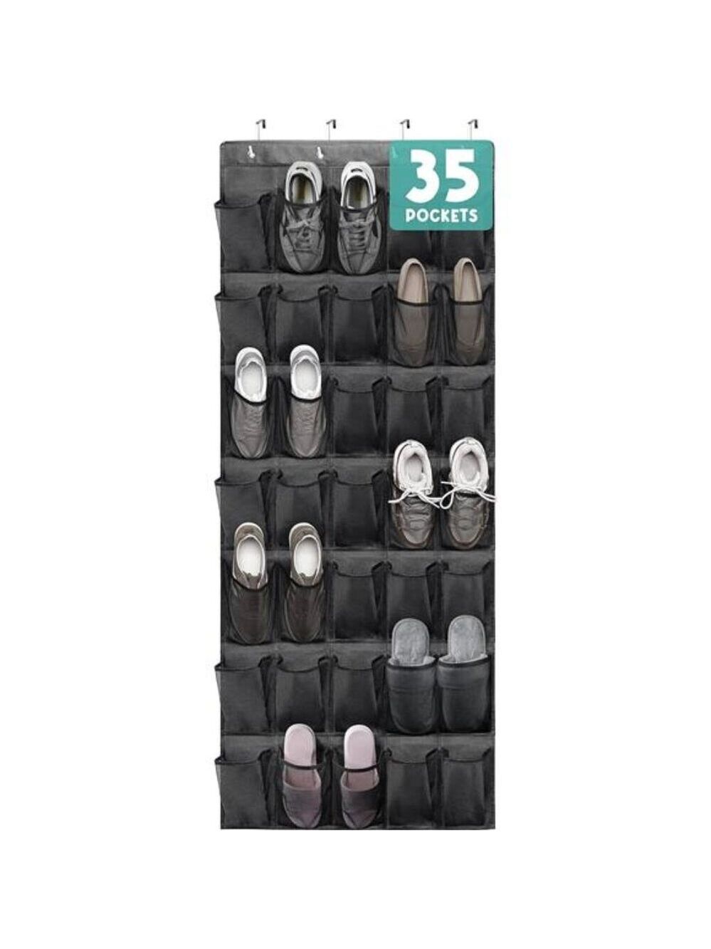 Over the door shoe organizer 35 pockets hanging closet storage rack black